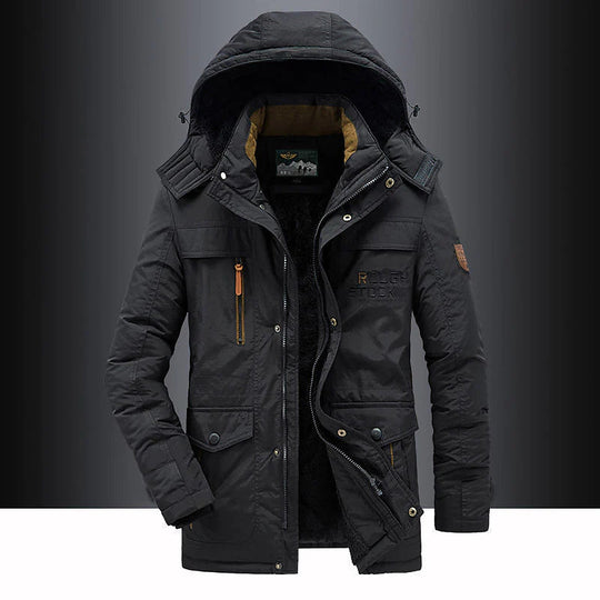 Heren winterparka met middellange snit en gestructureerde capuchon