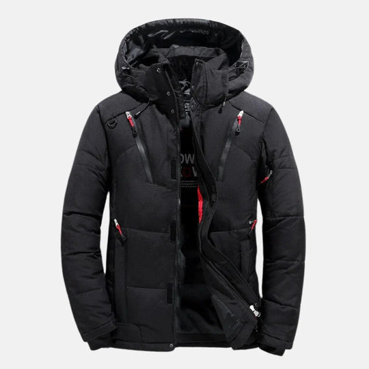 Heren winterjas met verlengde zoom