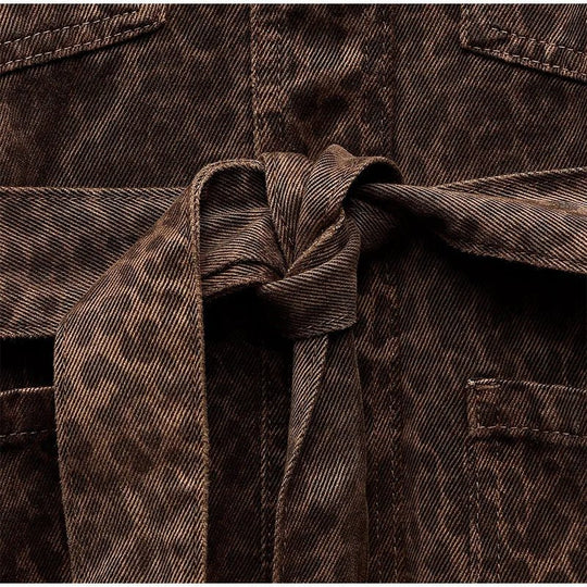 Dames jack met ceintuur, print en borstzakken