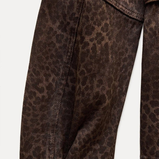 Dames jack met ceintuur, print en borstzakken