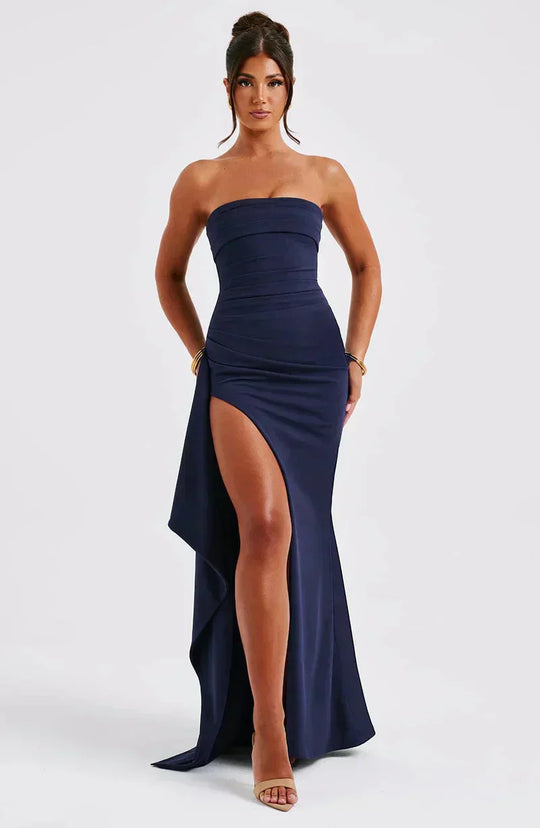 Dames maxi-jurk met off-shoulder twist en vloeiend silhouet